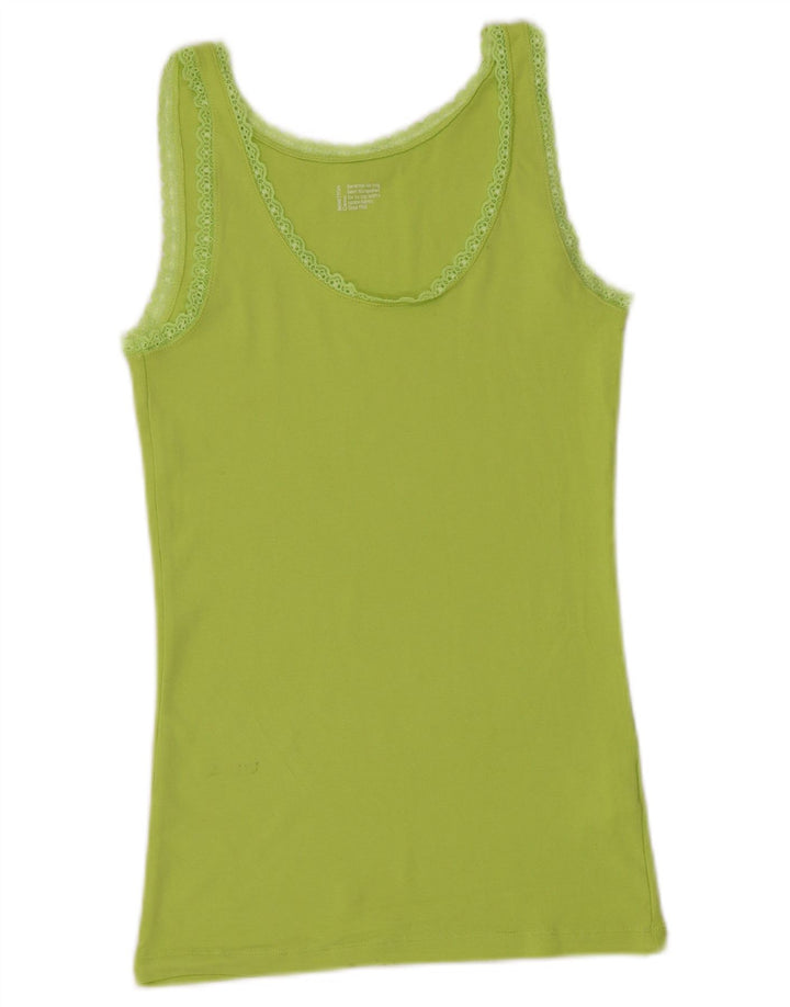 BENETTON Débardeur Femme UK 14 Large Vert Coton