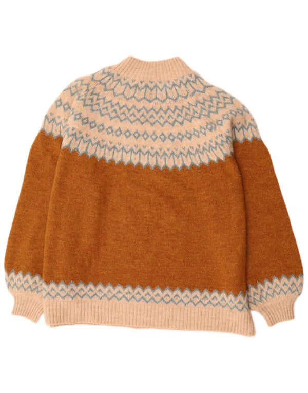 Superdry Pull à col roulé pour femme UK 14 Large Marron Fair Isle