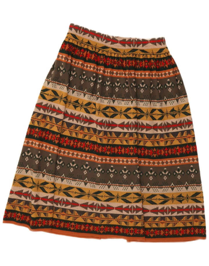 Vintage femme taille haute jupe trapèze W30 moyen multicolore géométrique