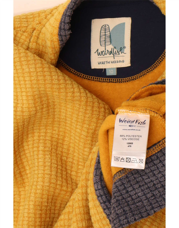 Weird Fish Pull polaire à col zippé pour femme UK 10 Petit Jaune Polyester
