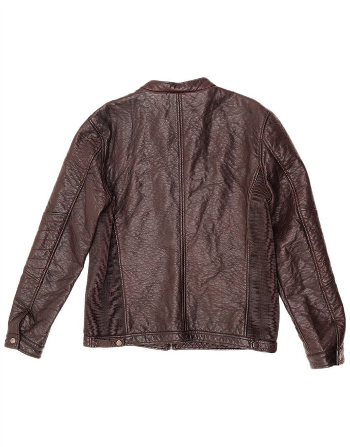 Maison Cinqcent Veste en simili cuir pour femme UK 18 XL Marron Polyuréthane