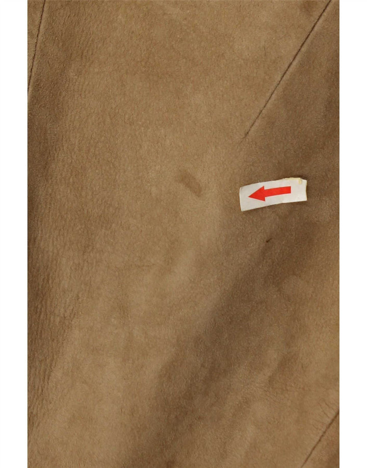 veste en daim femme vintage UK 10 Petit Beige