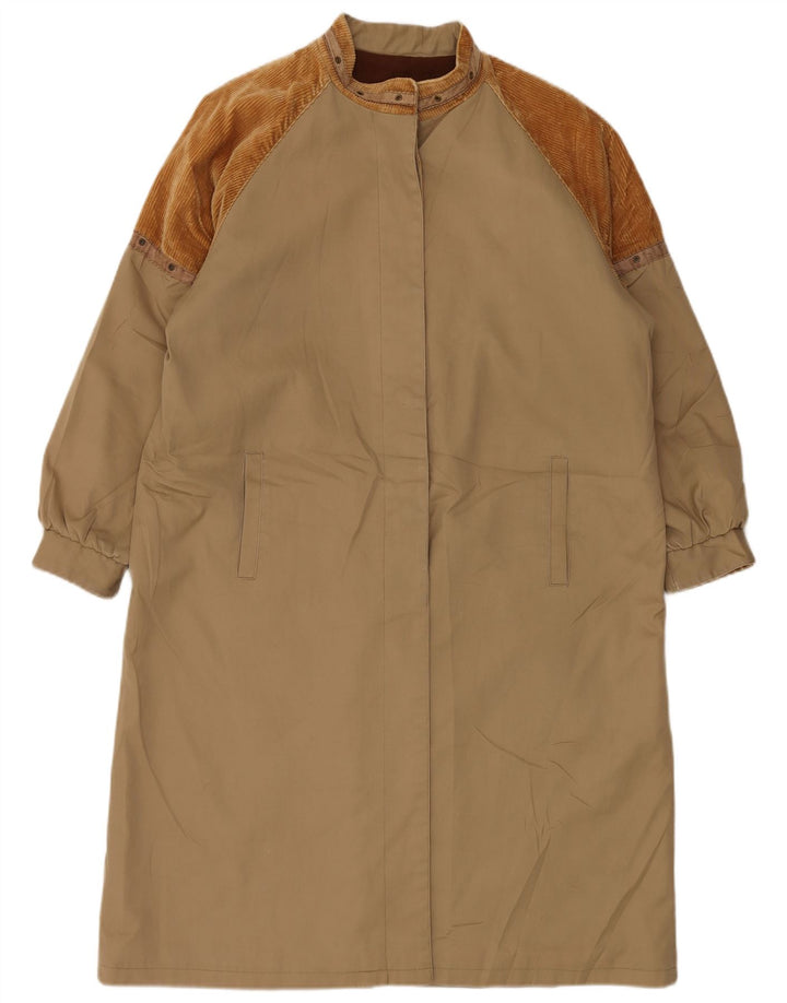 VINTAGE Manteau coupe-vent femme UK 16 Large Brown Colourblock