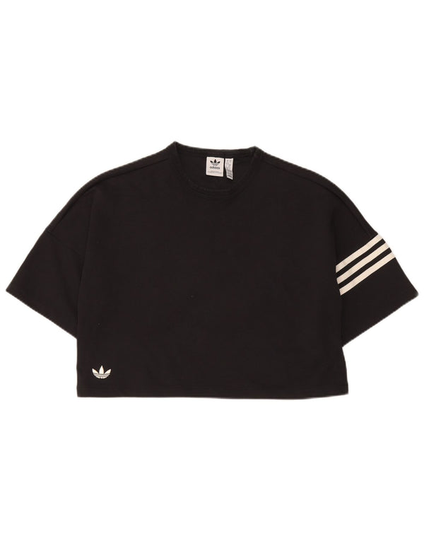Adidas T-shirt court surdimensionné pour femme UK 8/10 Petit coton noir