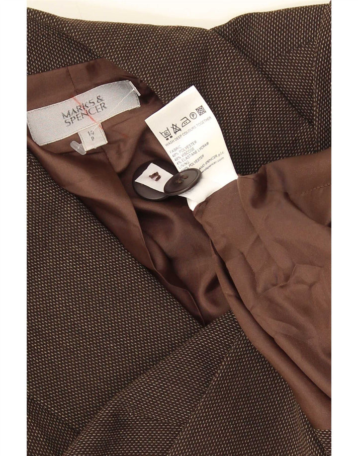 Marks & Spencer Veste blazer à 1 bouton pour femme UK 14 Large Marron Viscose