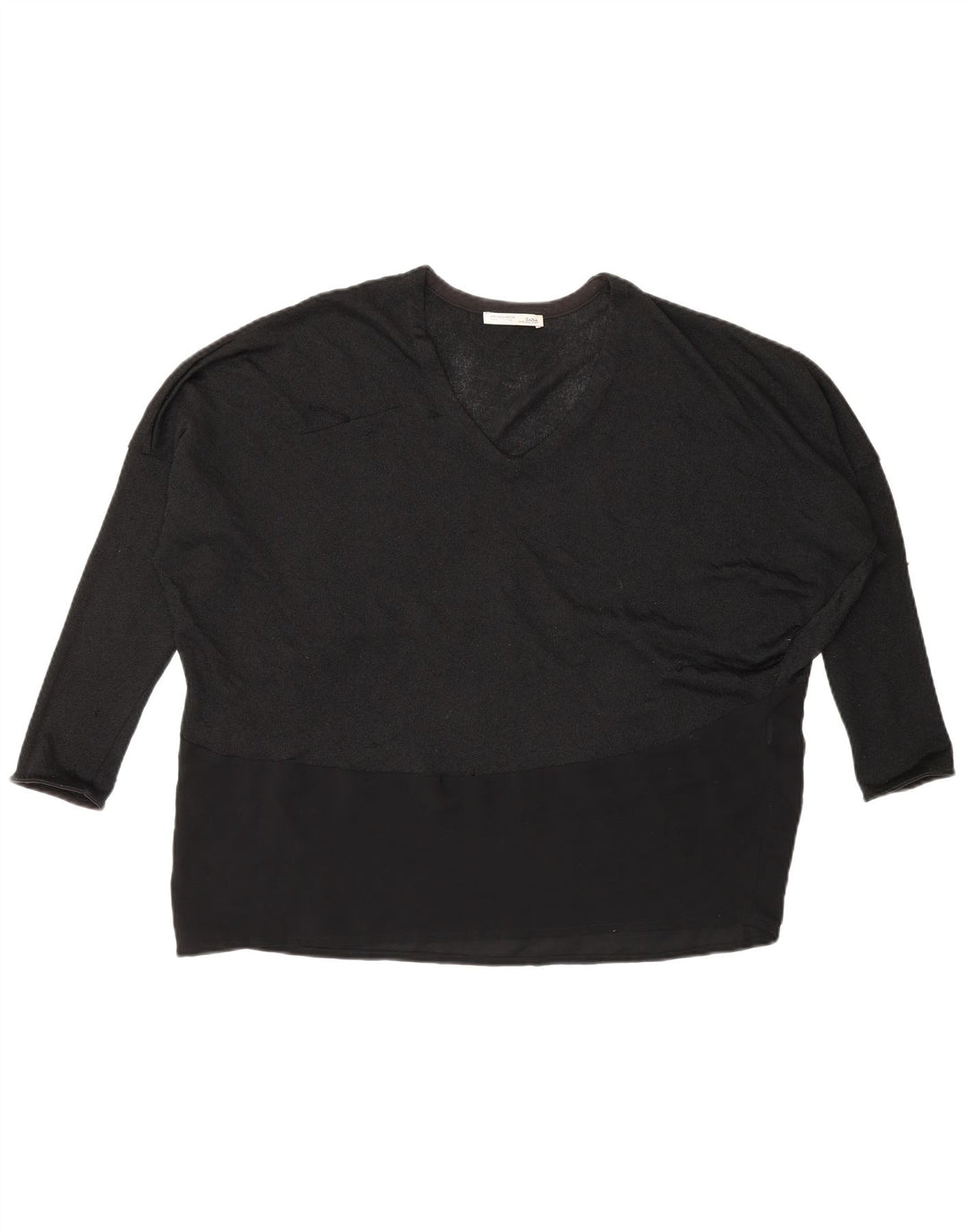Zara Womens Batwing Top Manches Longues UK 14 Moyen Noir