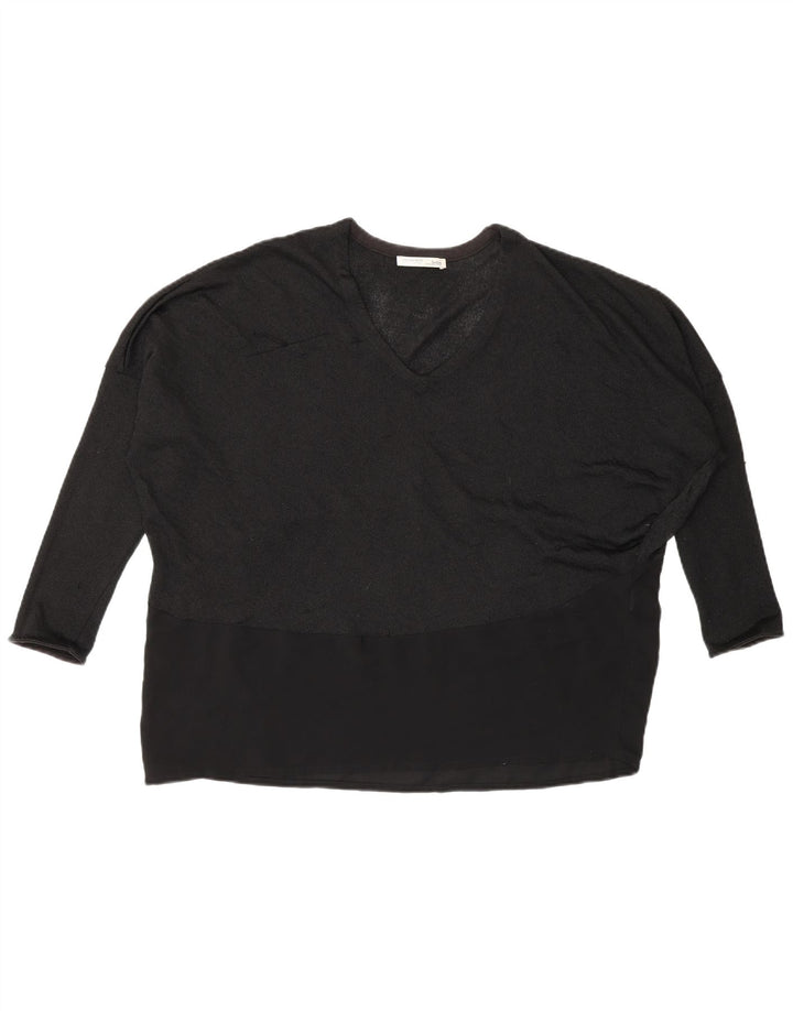 Zara Womens Batwing Top Manches Longues UK 14 Moyen Noir