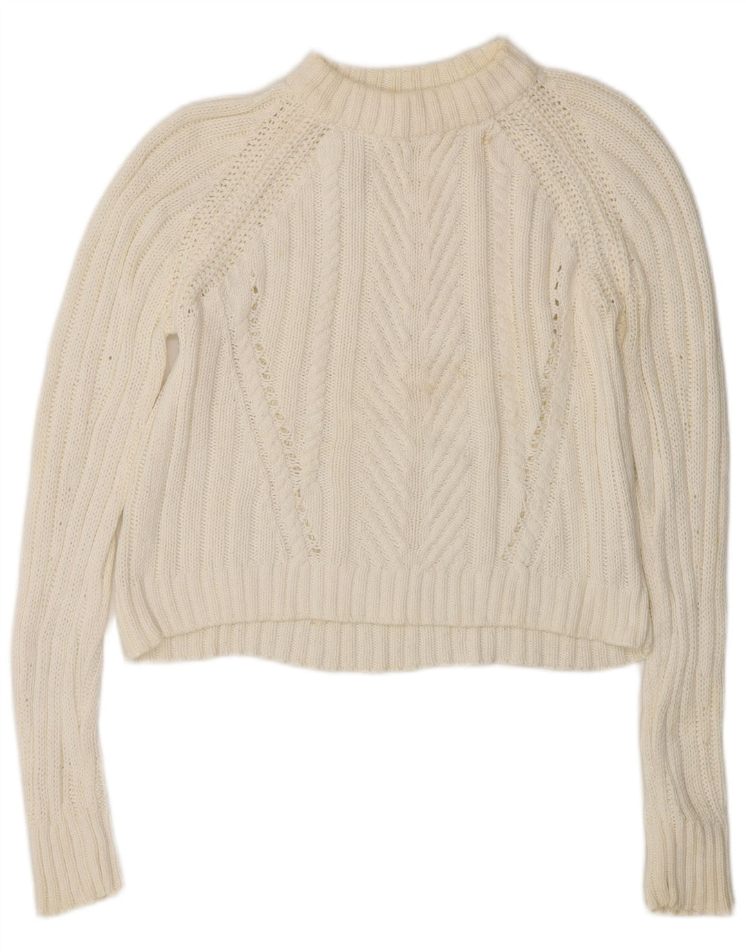 Zara Pull court surdimensionné à col roulé pour femme UK 10 Petit Blanc