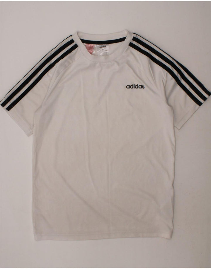 ADIDAS Boys Climalite T-Shirt Top 11-12 Years White Polyester Vintage Adidas and Second-Hand Adidas from Messina Hembry 