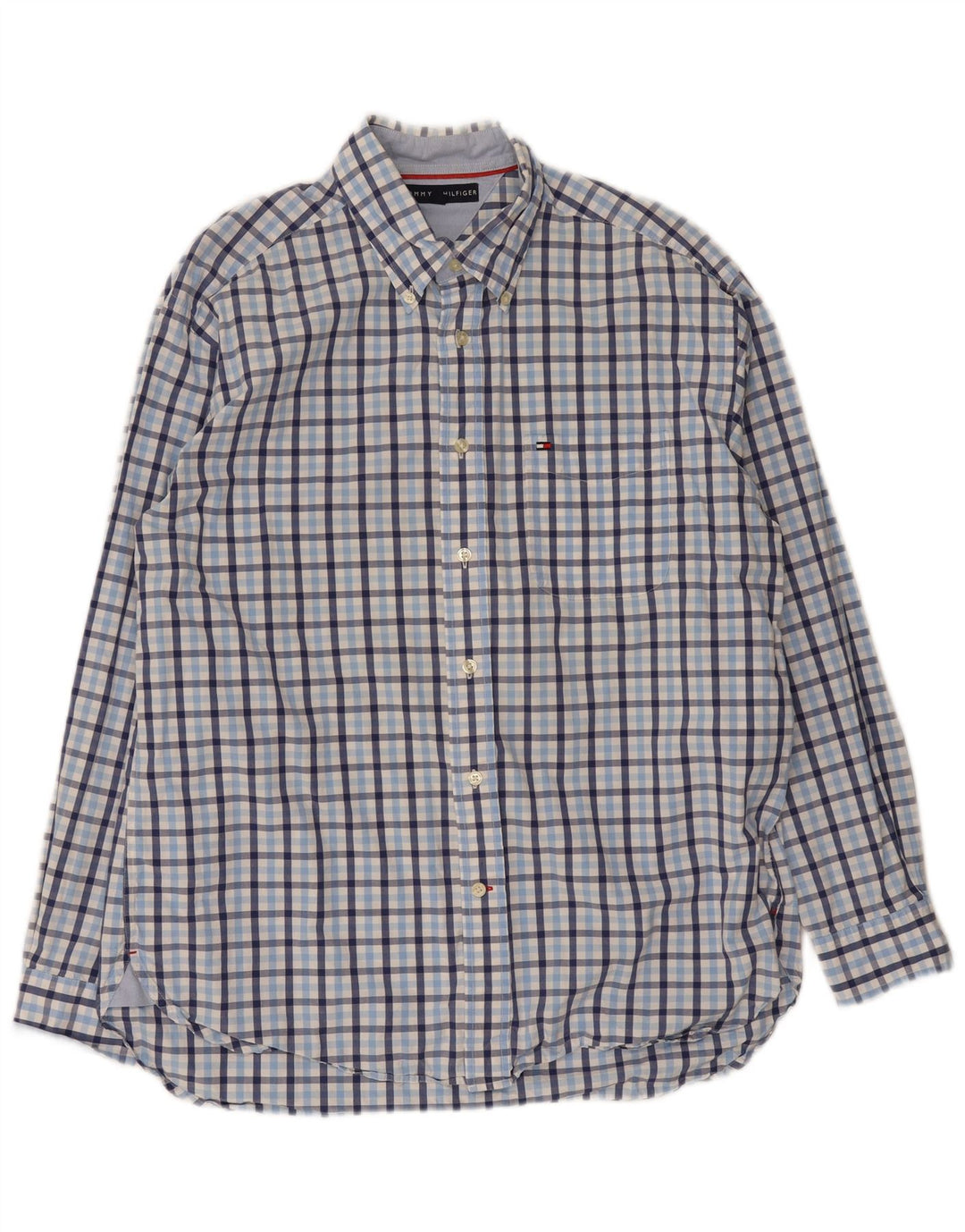 Tommy Hilfiger Chemise coupe classique pour hommes, grand vichy bleu