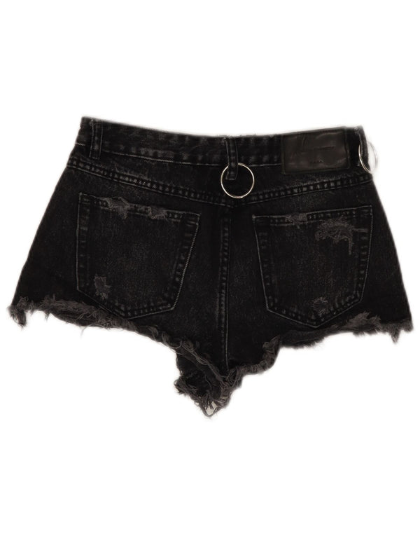 ZARA Short en jean Trafaluc vieilli pour femme EU 34 2XS W24 Noir