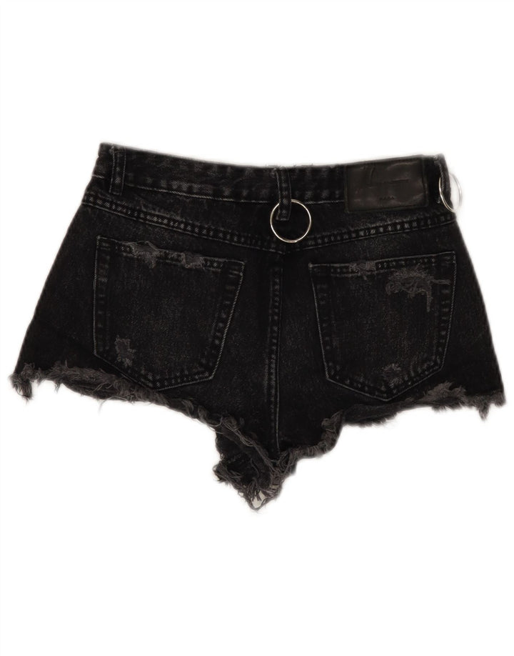 ZARA Short en jean Trafaluc vieilli pour femme EU 34 2XS W24 Noir
