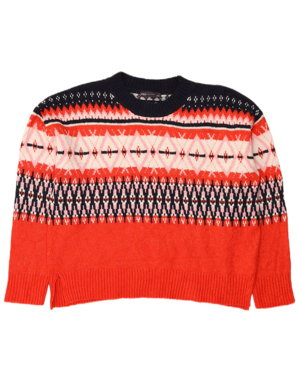 Marks & Spencer Pull col rond pour femme UK 16 Large Red Fair Isle
