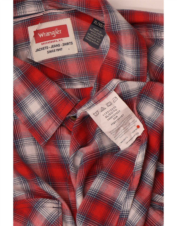 Wrangler Chemise en flanelle western pour homme XL en coton à carreaux rouges