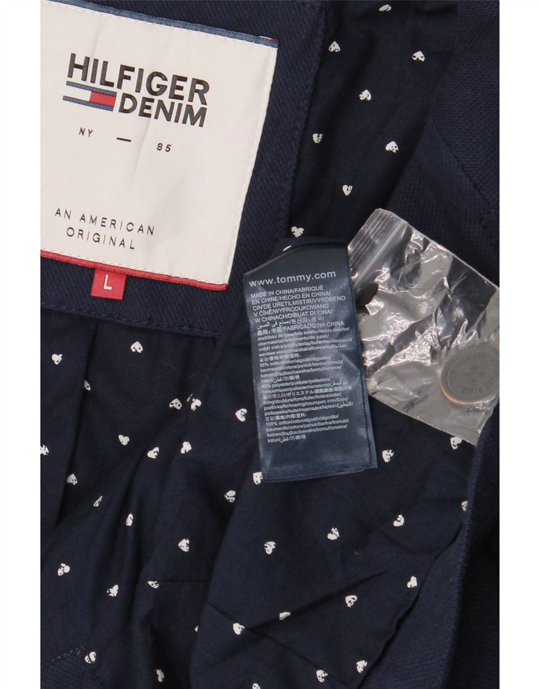 Tommy Hilfiger Veste blazer à 2 boutons pour homme UK 40 Large Bleu marine Coton