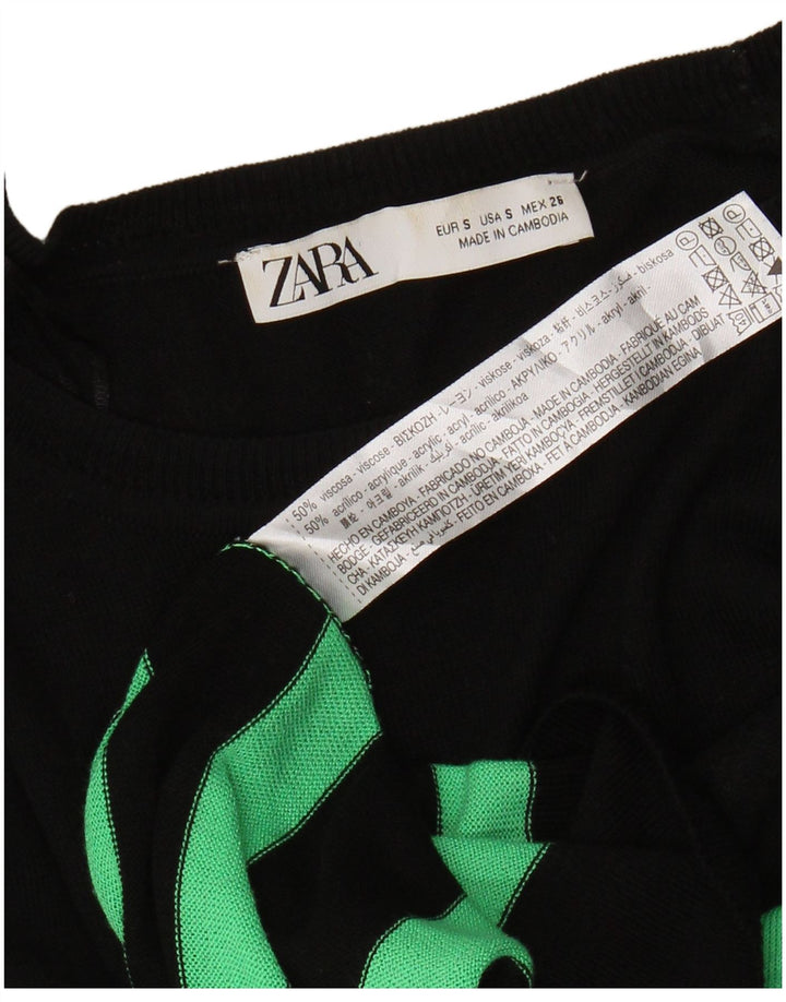 Zara Pull col bateau pour femme UK 10 Petite viscose rayée noire