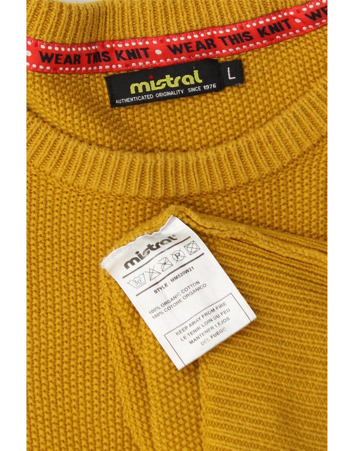 Mistral Pull col rond pour homme en coton jaune Taille L