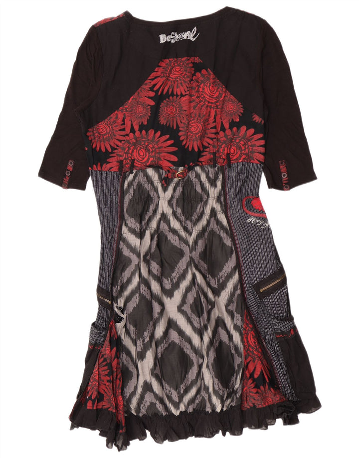 Desigual Robe Empire Femme EU 42 Grand Noir Patchwork Coton
