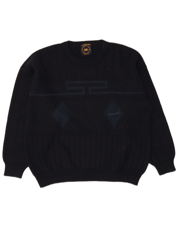 Il Granchio Pull ras du cou pour hommes, grand, bleu marine, Argyle/diamant