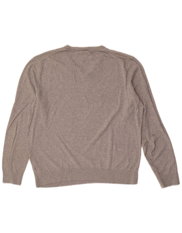 Tommy Hilfiger Pull col V pour homme 2XL Gris Coton