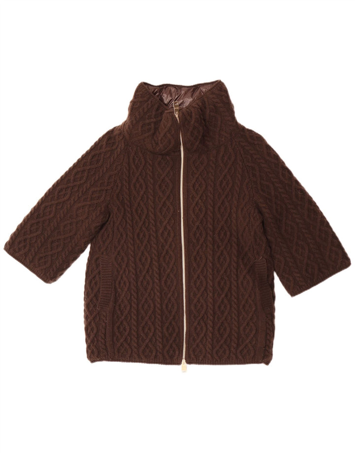 Herno Veste matelassée en tricot à manches 3/4 pour femme EU 40 laine marron moyen