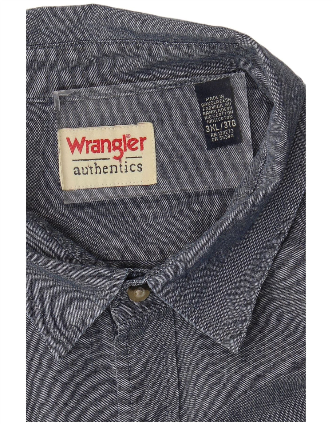 WRANGLER Chemise Homme 3XL Bleu Marine Coton