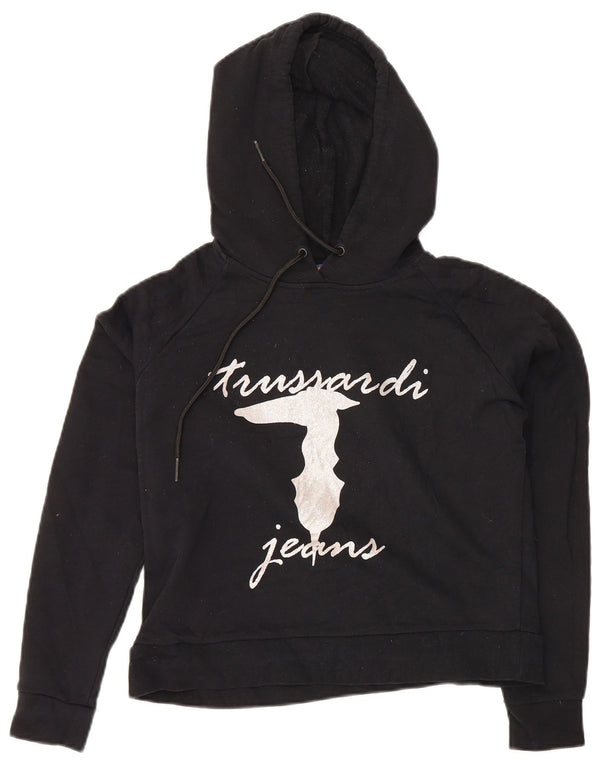 Trussardi Jeans Pull à capuche surdimensionné pour femme UK 6 XS Noir