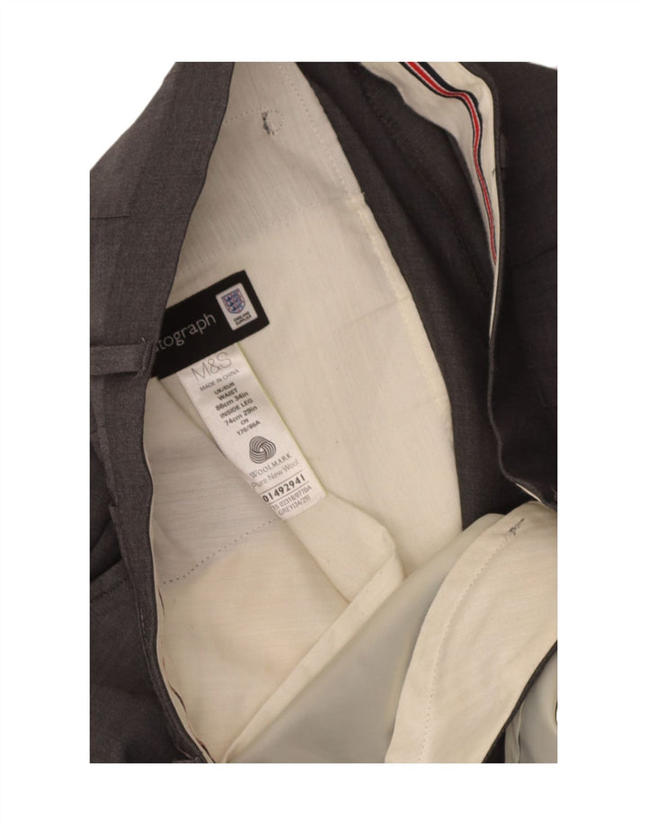 Marks & Spencer Pantalon de Costume Droit Autograph Homme W34 L29 Gris Laine