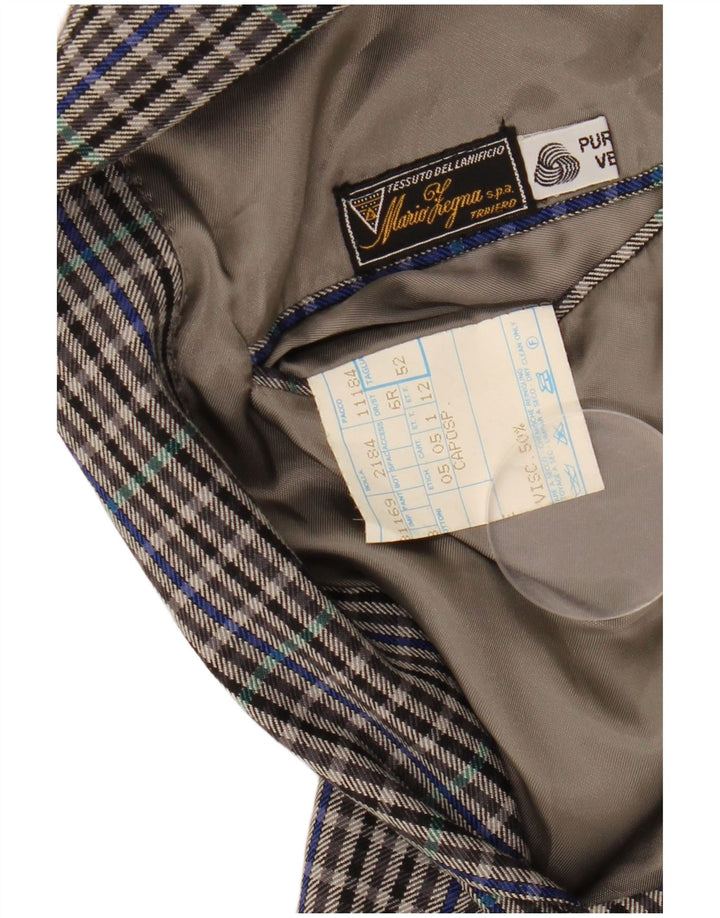 MARIO ZEGNA Veste Blazer 2 Boutons Homme IT 52 XL Laine à Carreaux Gris