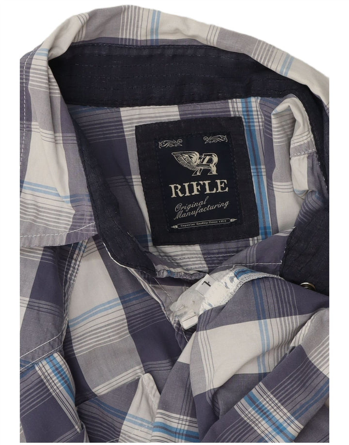 Chemise à manches courtes pour hommes Rifle, grands carreaux bleus