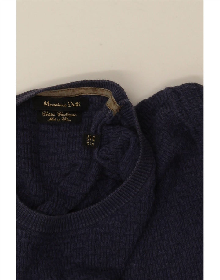 MASSIMO DUTTI Pull col rond homme XL coton bleu