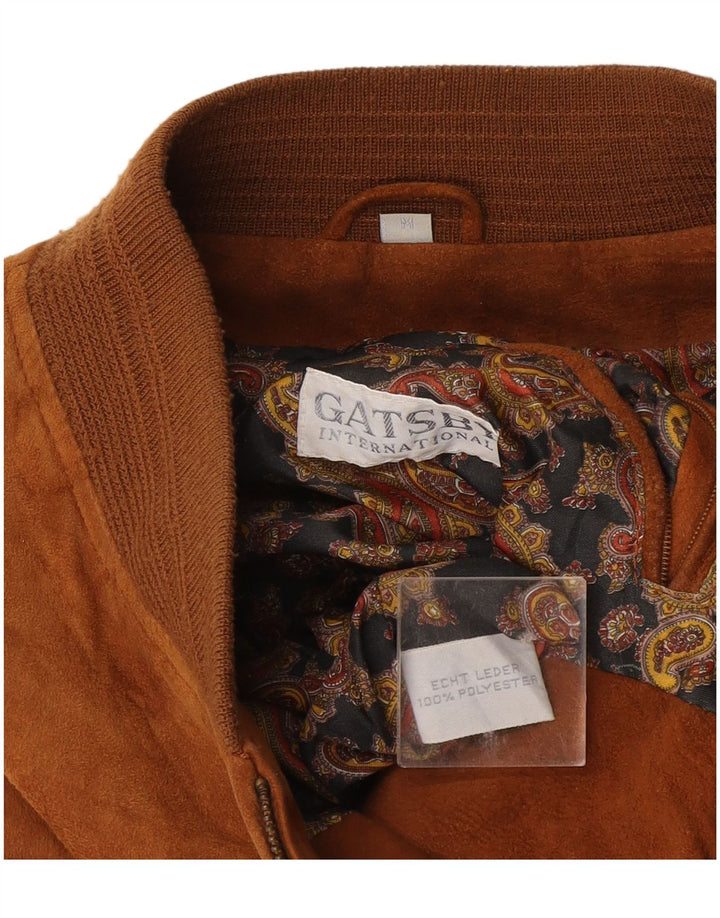 Gatsby Veste bomber en daim pour homme UK 38 Cuir beige moyen