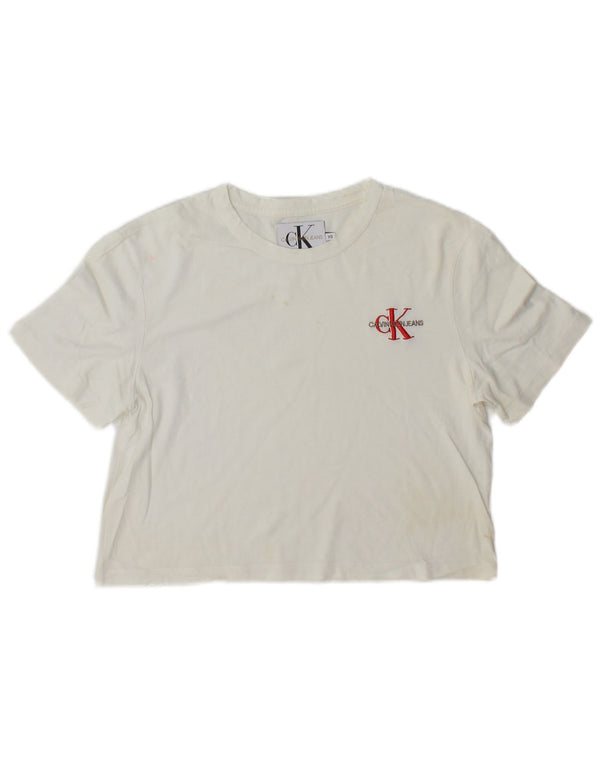 Calvin Klein T-shirt court pour femme UK 6 XS Blanc