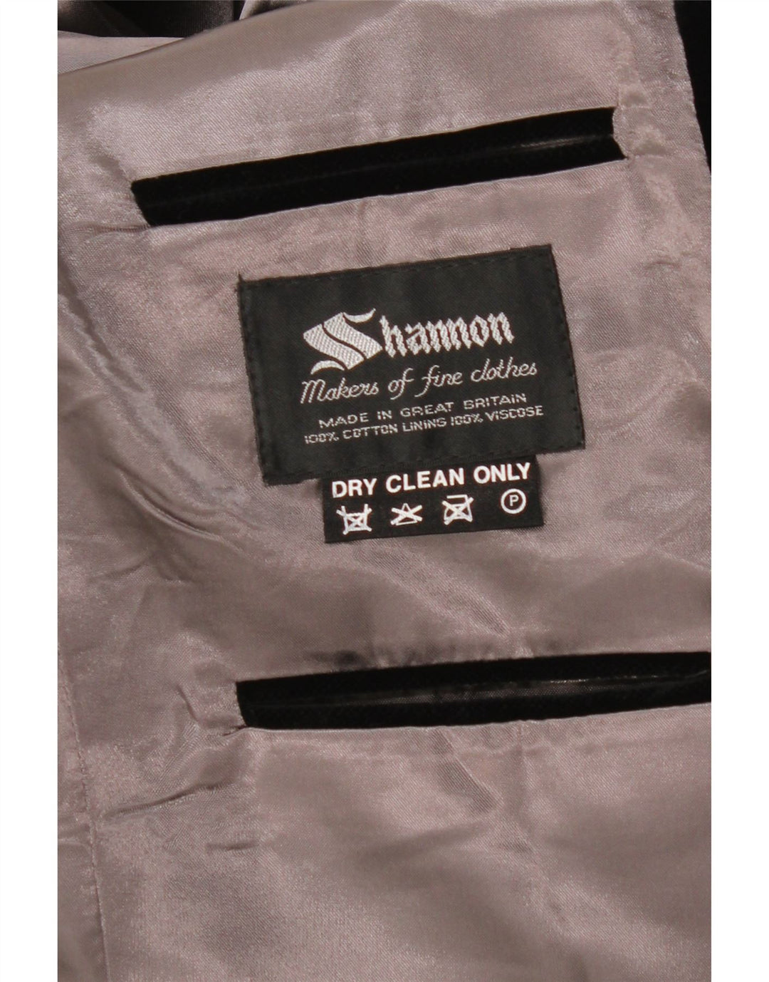 SHANNON Veste blazer en velours à 2 boutons pour homme UK 40 Large Noir