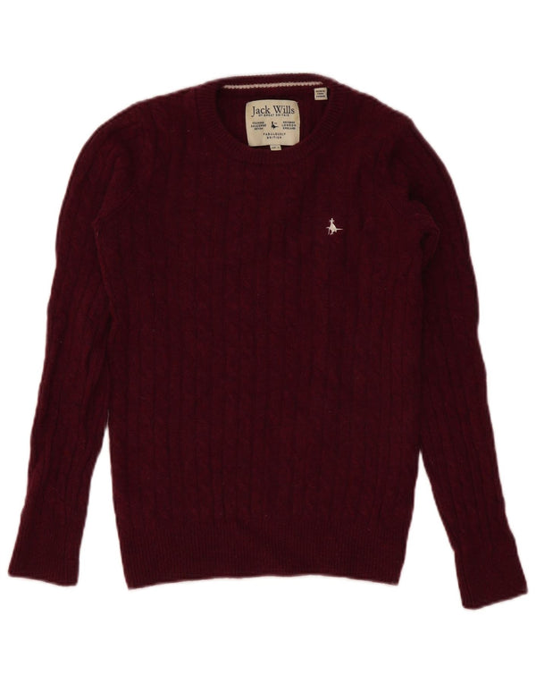 Jack Wills Pull ras du cou pour femme UK 6 XS en laine mérinos bordeaux