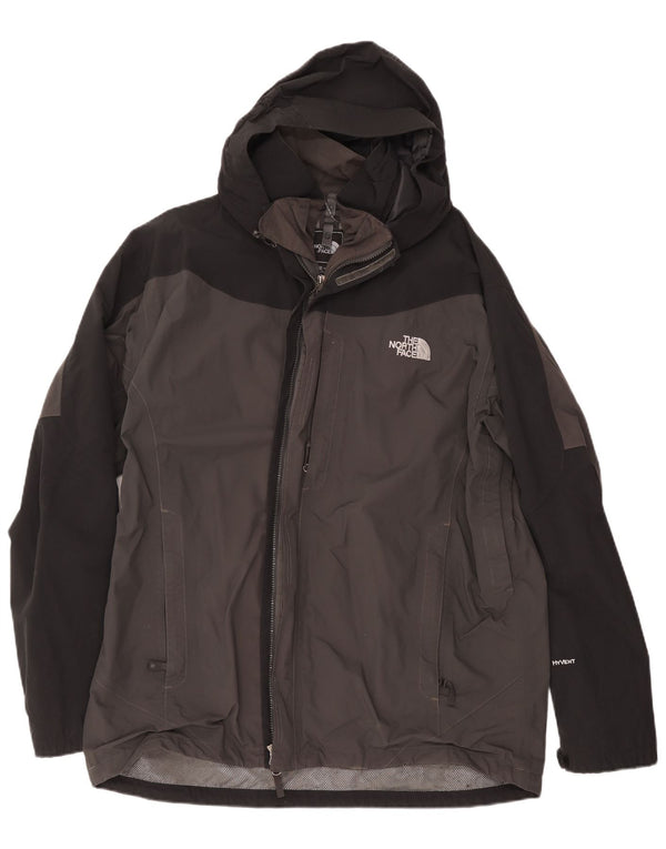 The North Face Veste de pluie à capuche pour homme UK 44 2XL Gris Colorblock Polyester