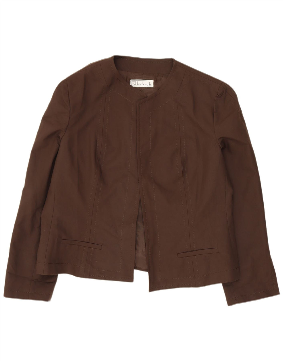 BARBARA B Veste Blazer Ouverte Femme UK 18 XL Coton Marron