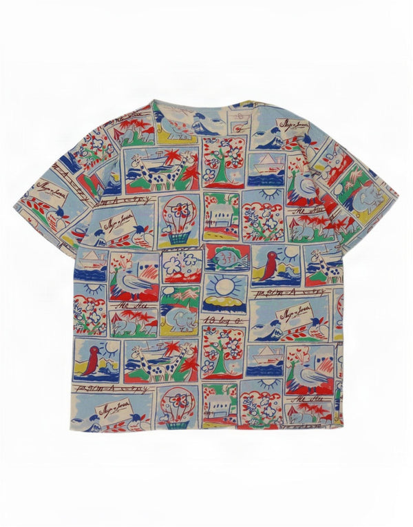 vintage Womens Graphic T-Shirt Top UK 16 Grand Multicolore