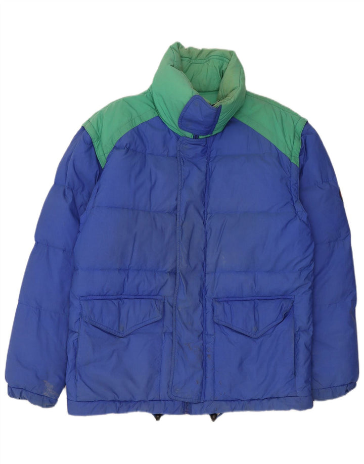 veste rembourrée surdimensionnée vintage pour homme UK 36 Petit nylon colorblock bleu