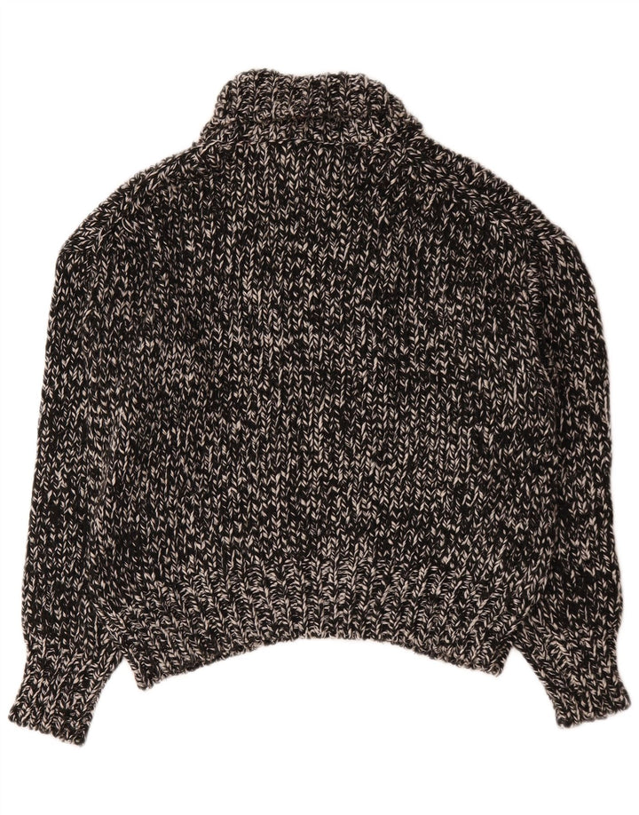 Zara Pull surdimensionné à col roulé pour femme UK 10 Petit Noir Moucheté