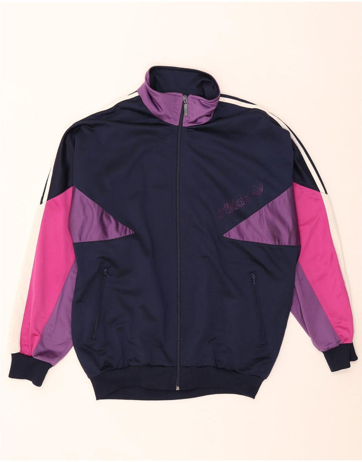 Adidas Veste de survêtement graphique pour homme Taille L Bleu marine Colorblock