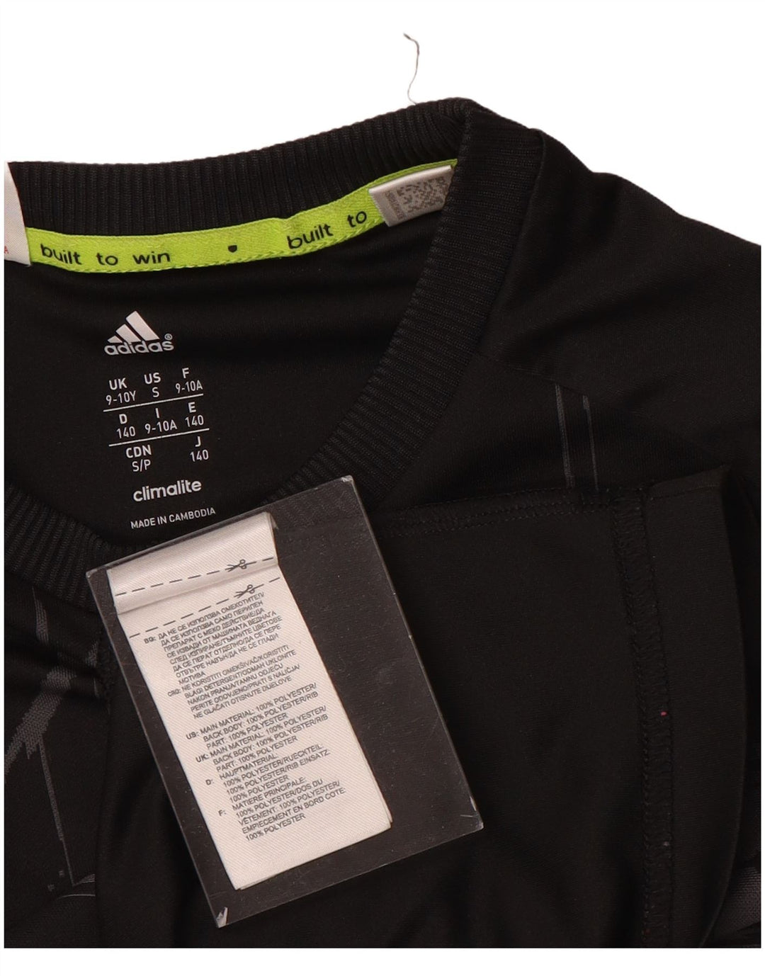 Adidas Garçon MESSI Graphic T-Shirt Top 9-10 ans Noir Polyester