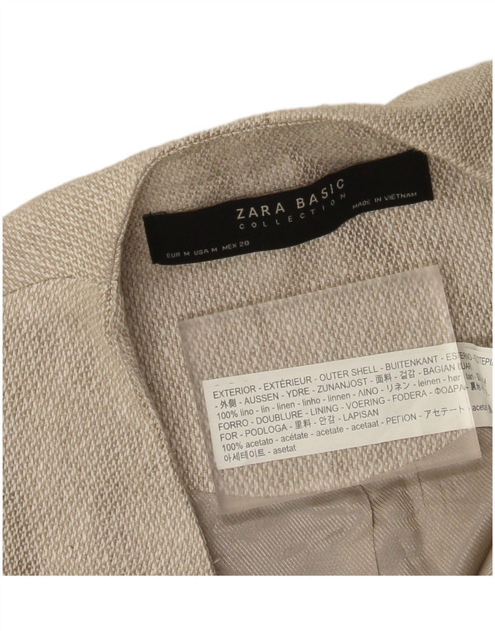 Zara Womens Open Pardessus UK 12 Lin Beige Moyen
