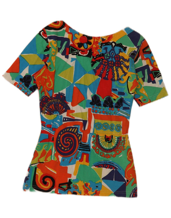 vintage Femme Graphique T-Shirt Top IT 42 Moyen Multicolore Géométrique