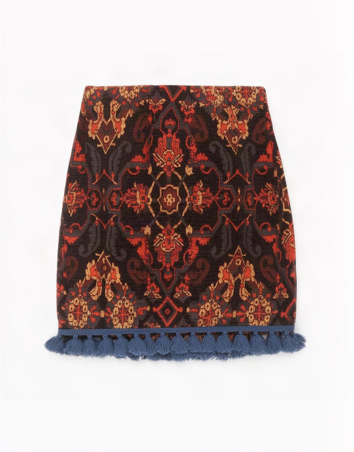 Zara Femme Mini Jupe Small W26 Acrylique Paisley Multicolore