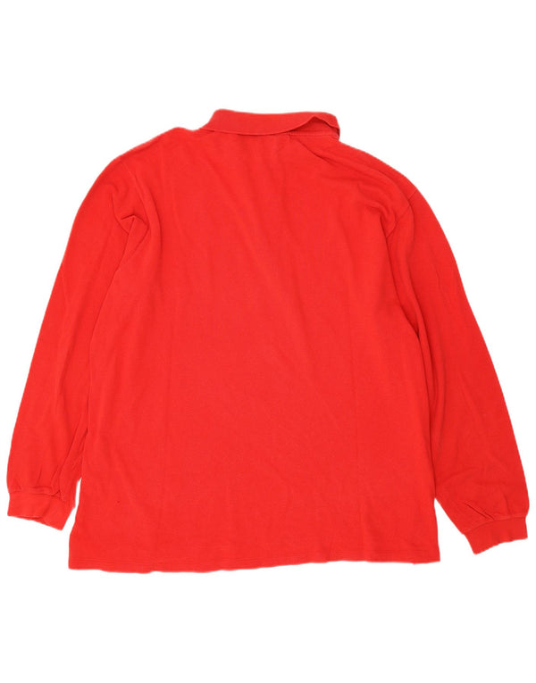 Lacoste Polo à manches longues pour homme Taille 7 2XL Coton rouge