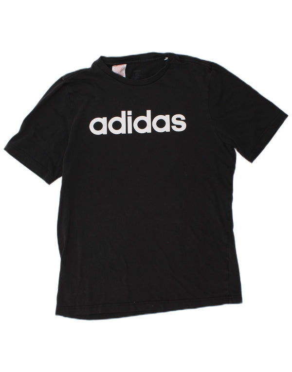 ADIDAS Boys Graphic T-Shirt Top 15-16 Years XL Black Cotton