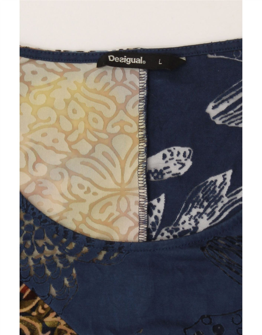 Desigual Haut surdimensionné à manches 3/4 pour femme UK 16 Grand motif floral multicolore