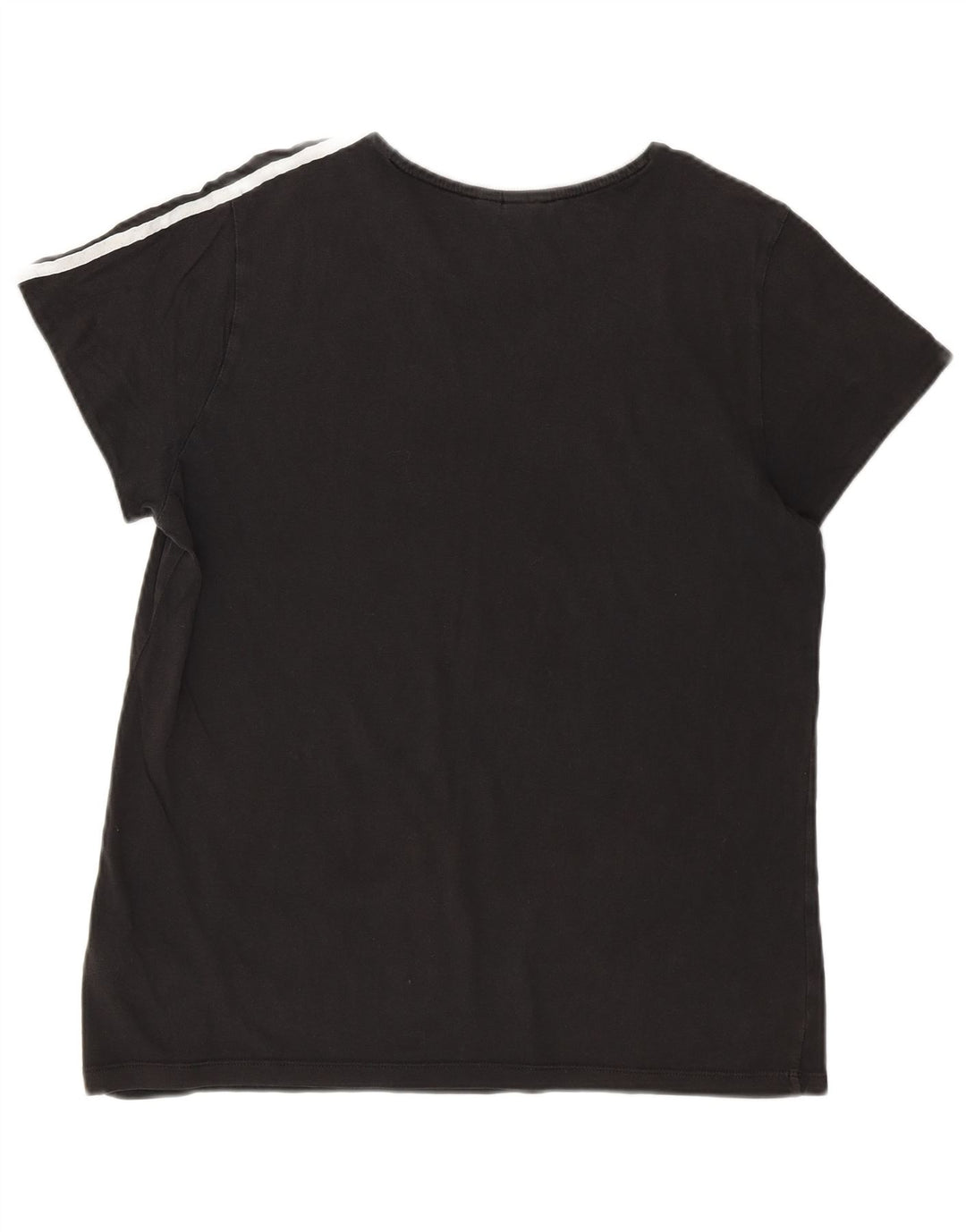 ADIDAS T-shirt graphique pour femme UK 12 en coton noir moyen
