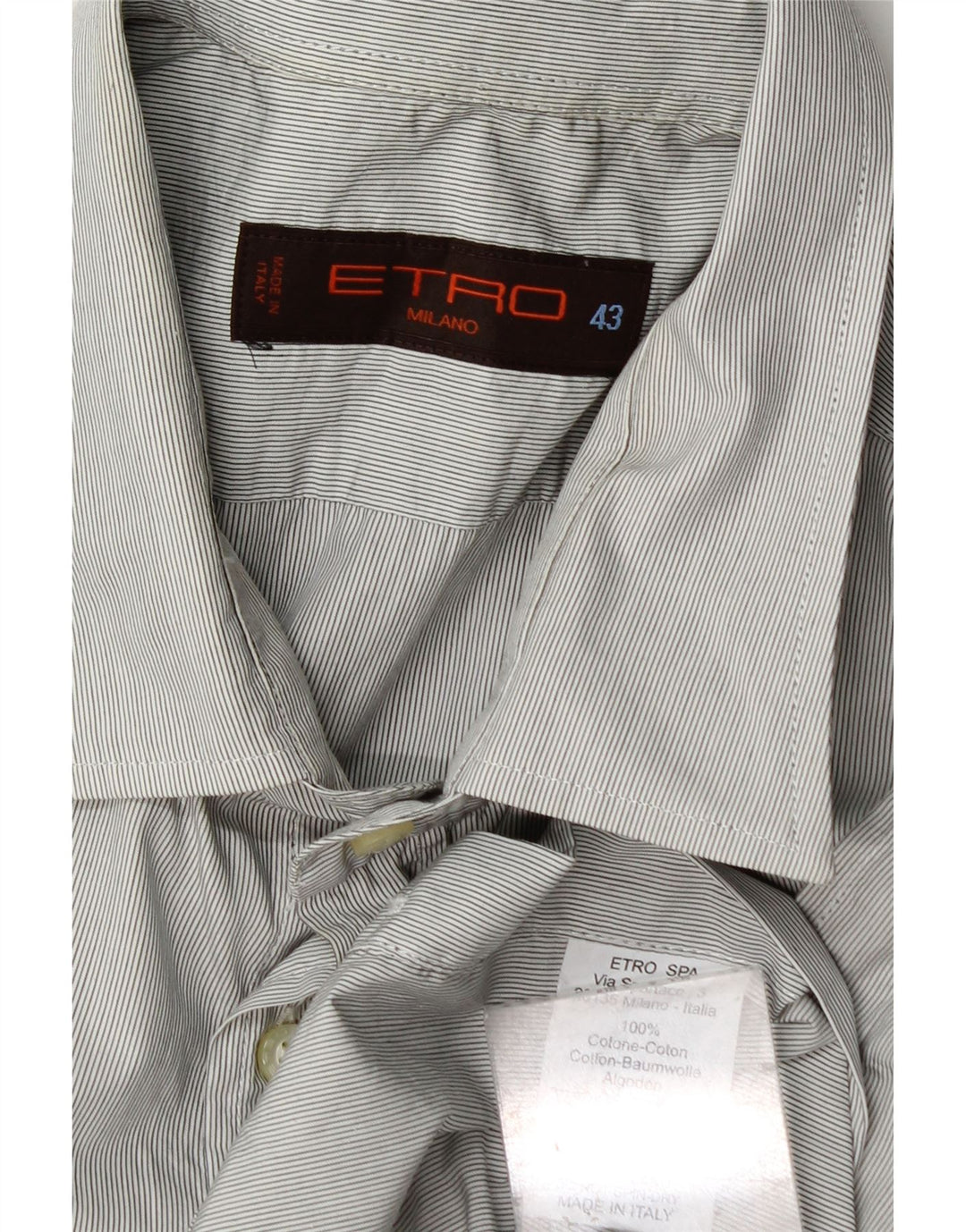 Etro Chemise Homme Taille 43 XL Gris Coton Rayé